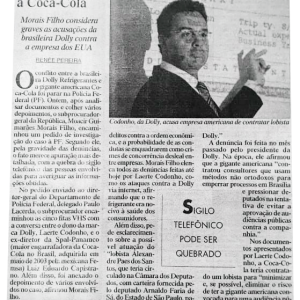 10/03/2004 - O Estado de São Paulo - Procurador quer PF investigando a Coca-Cola